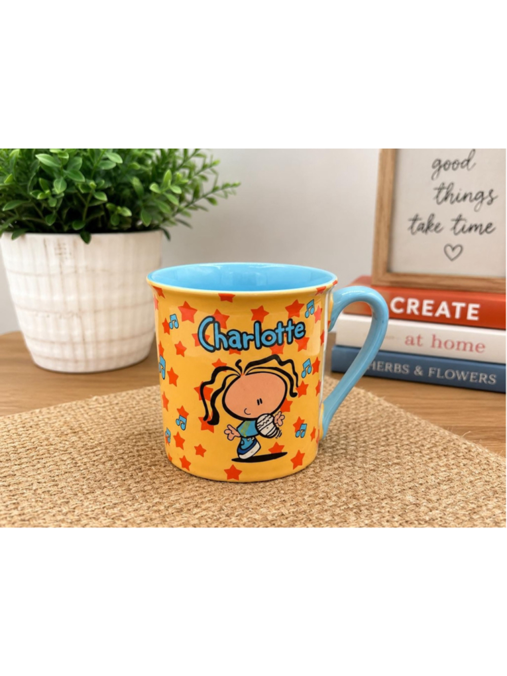 Vintage 2000 Bubblegum Charlotte Ceramic Coffee Mug 12 Oz Carlton Cards Y2K